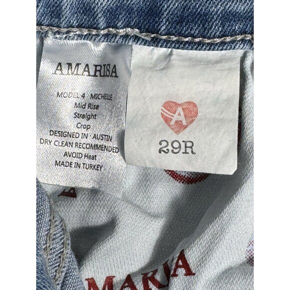 Amarisa Wide Leg Jeans Women's 29R Light Wash Cropped Raw Hem - Picture 8 of 11